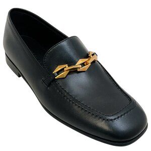 Jimmy Choo Black Leather Diamond Tilda Loafers